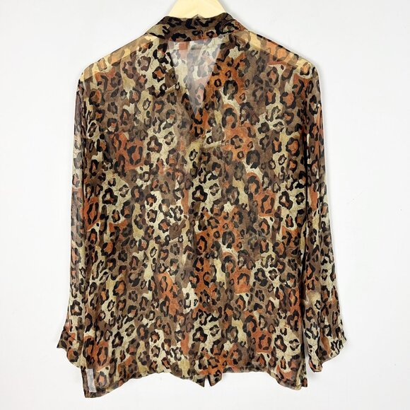 Vtg Chico's Silk Animal Print Button Front Top Blouse Size 1 Medium Women's - Picture 3 of 4